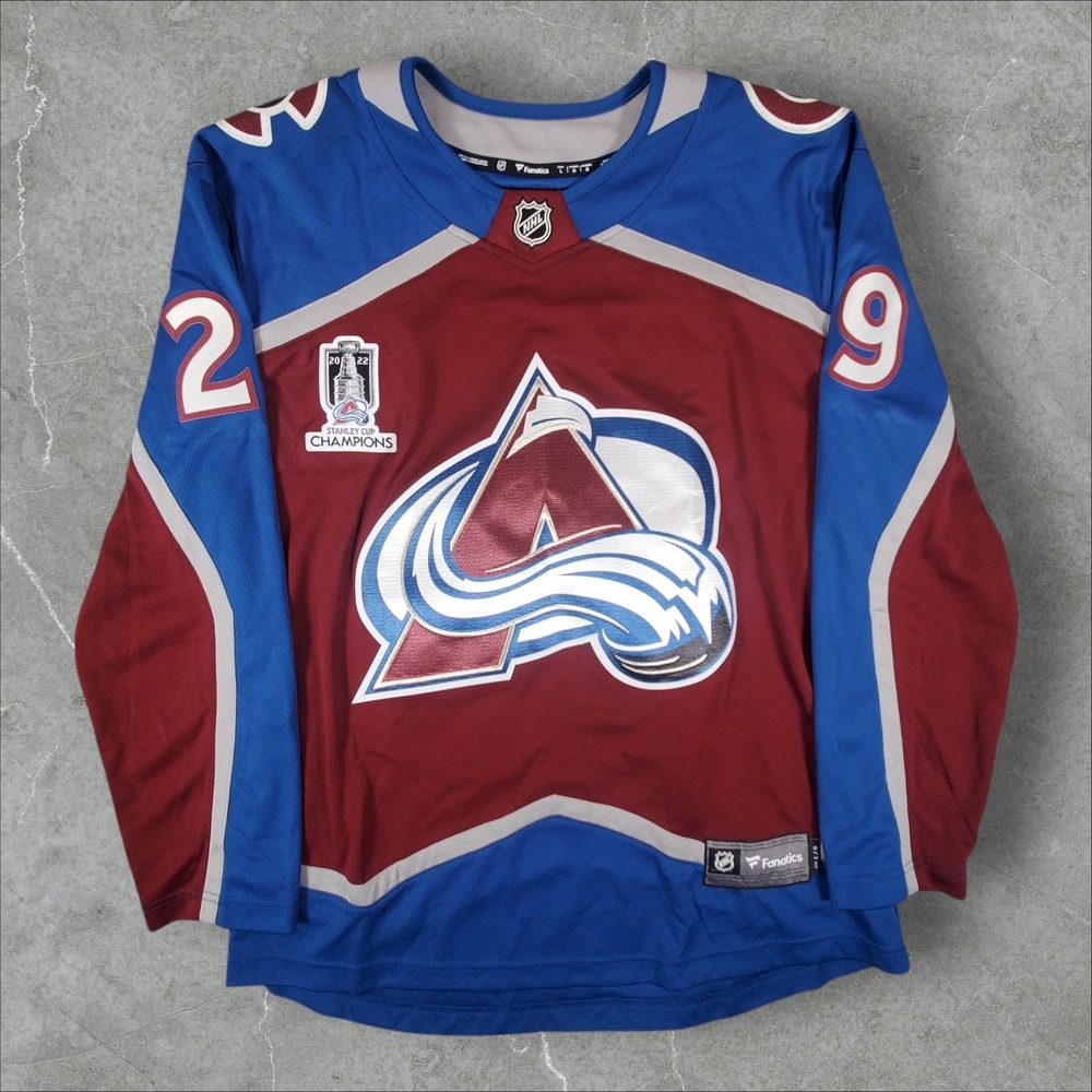 Fanatics NHL Jersey Mens Large Burgundy Colorado Avalanche MacKinnon 29 2022 Cup
